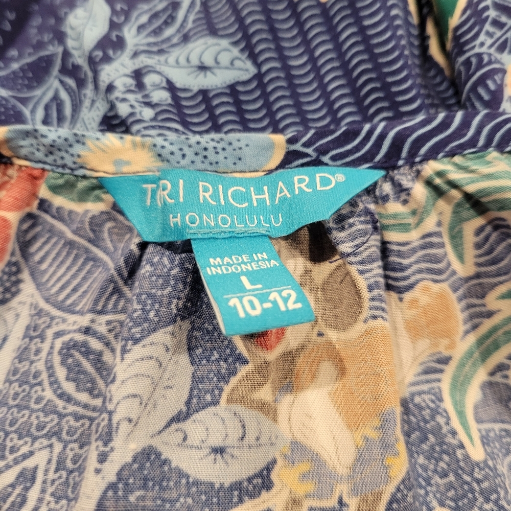 Tori Richard Kids Size L Disney Aulani Blue Tropical Sun Dress - Picture 4 of 5